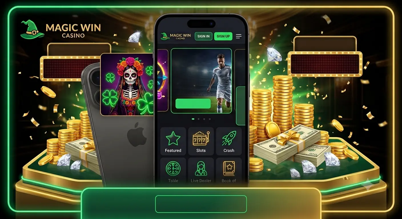 Magicwin Casino app and mobile play on a smartphone